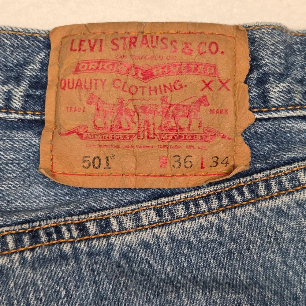 Vtg Levi's 501 Original Fit Y2K Jeans Mens 36x34 (Fits 34×32) Blue Straight Leg